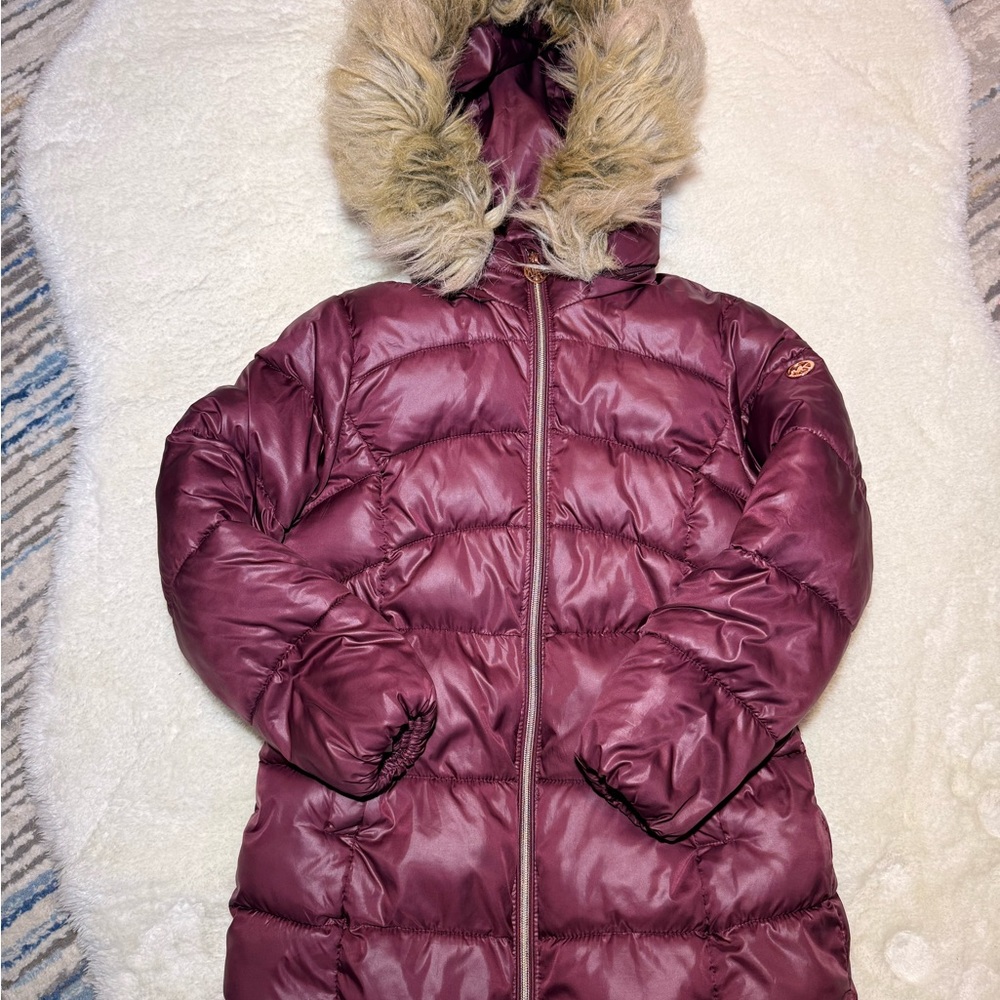 Michael Kors Big Girls Stadium Puffer Jacket With removable hood size 7/8